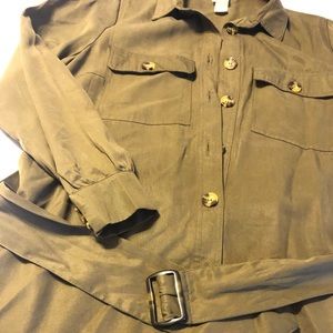 Olive green button dress